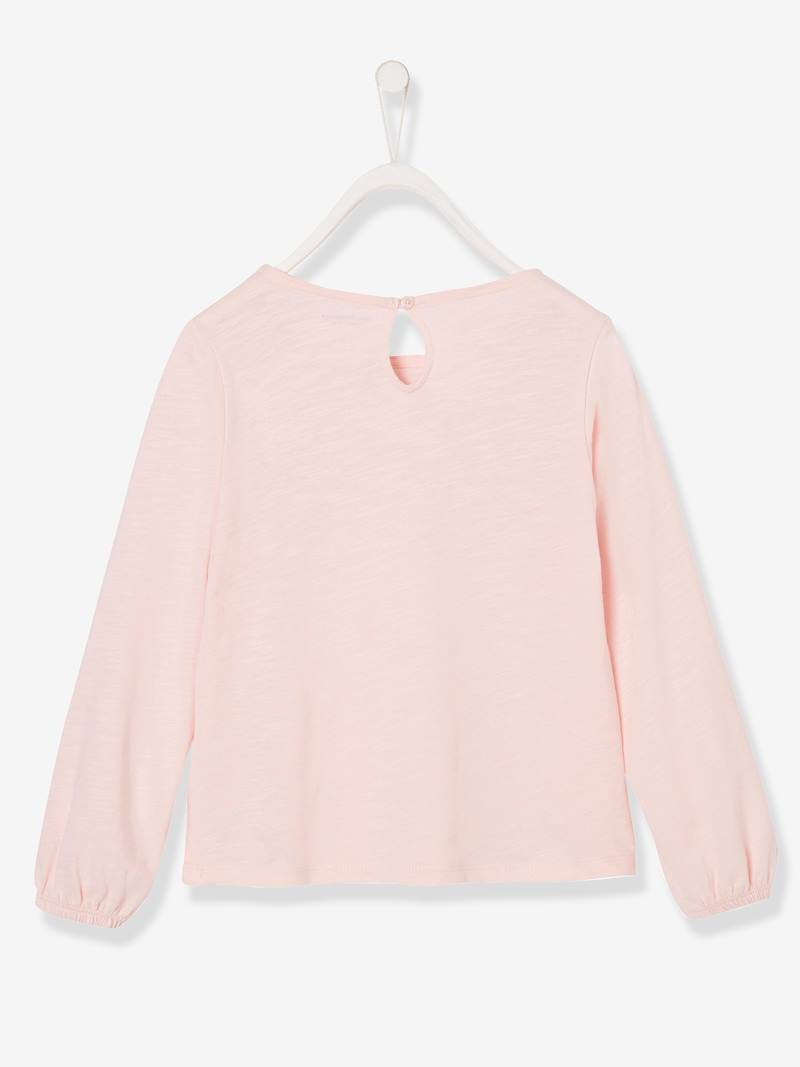 T-shirt fille en dentelle - lait fraise