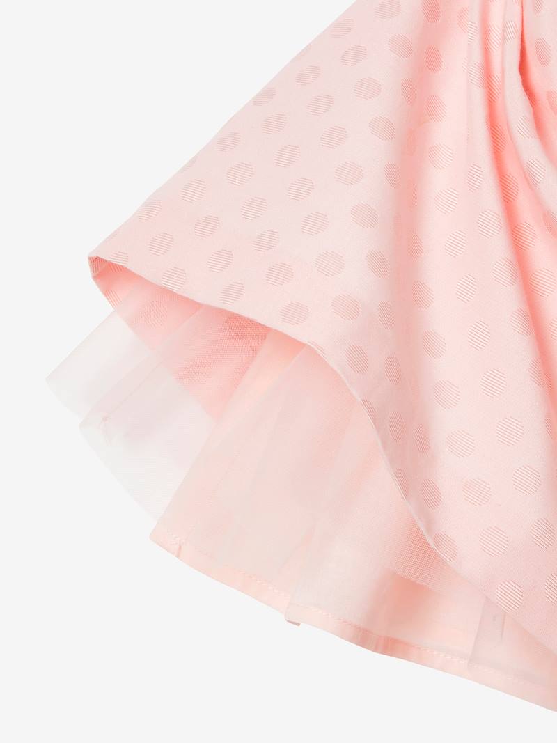 Robe de cérémonie fille à pois - eau de rose imprimé