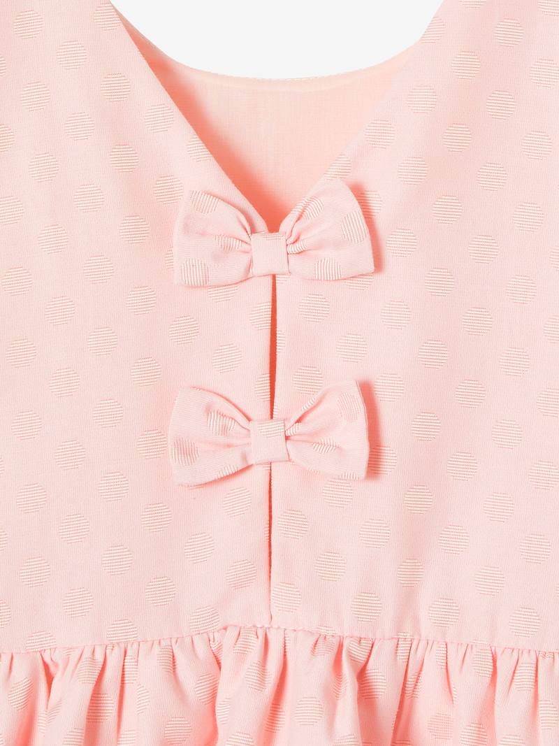 Robe de cérémonie fille à pois - eau de rose imprimé