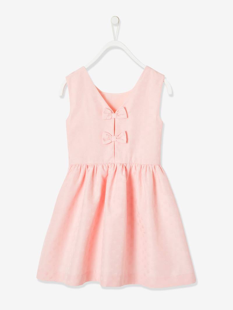 Robe de cérémonie fille à pois - eau de rose imprimé