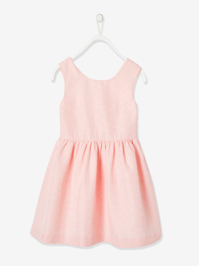 Robe de cérémonie fille à pois - eau de rose imprimé
