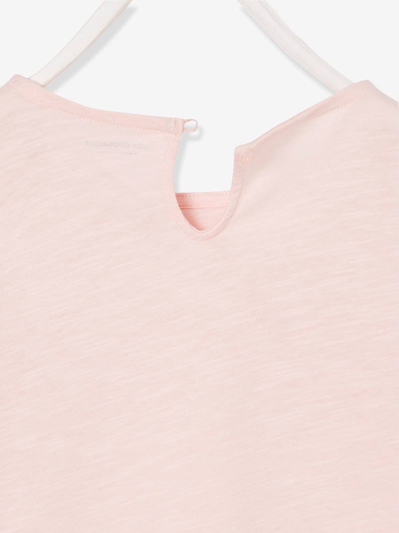 T-shirt fille en dentelle - lait fraise